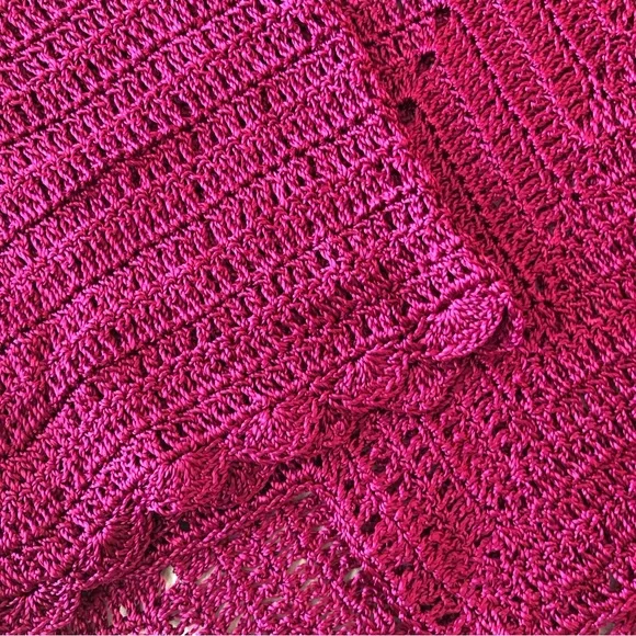 BCBG Max Azria NWOT Magenta Pink Open Weave Top S M Like Pointelle - Picture 4 of 6